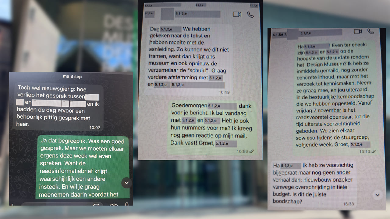 Appverkeer dat onderdeel uitmaakte van het WOO-verzoek dat Dtv Nieuws deed naar de gang van zaken rondom het Design Museum.