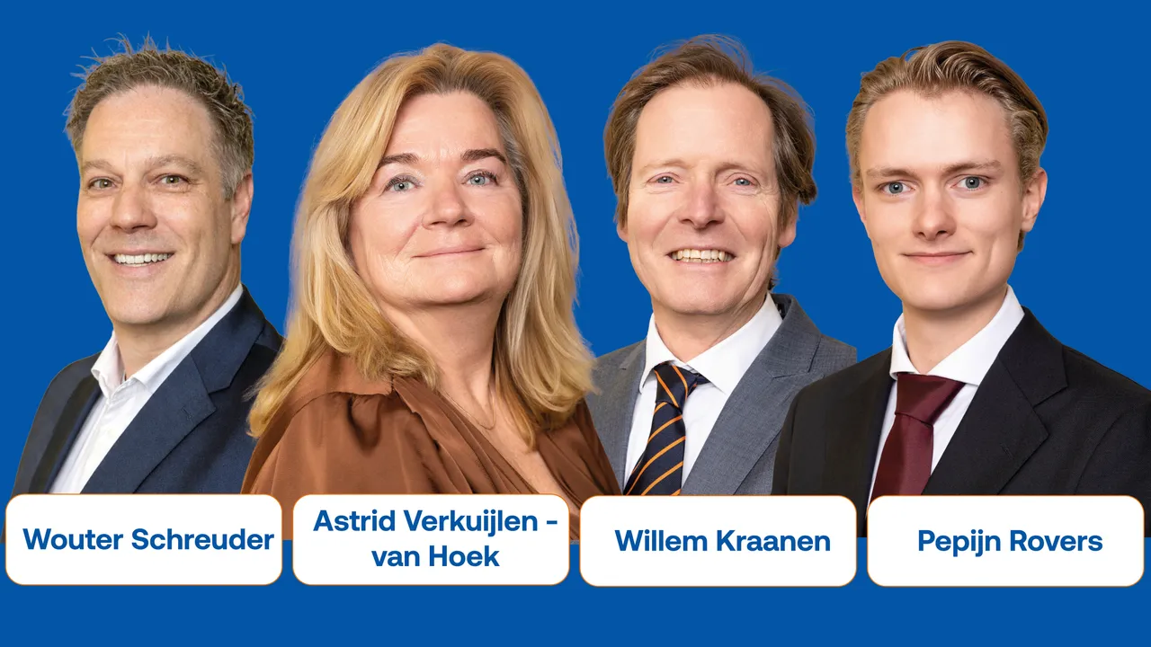 De nieuwe fractie van de VVD met Wouter Schreuder als fractievoorzitter