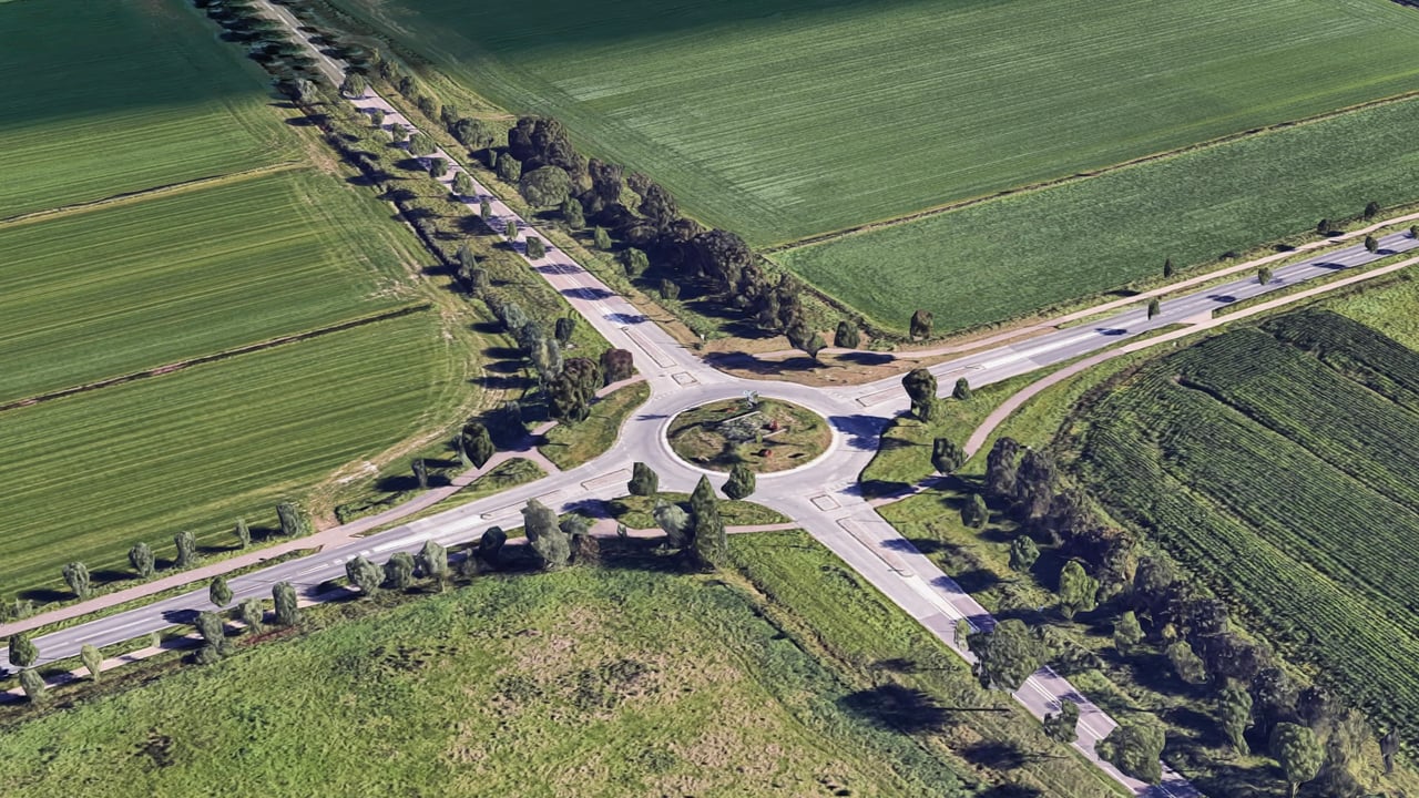 De rotonde van de Dorpenweg en de N329