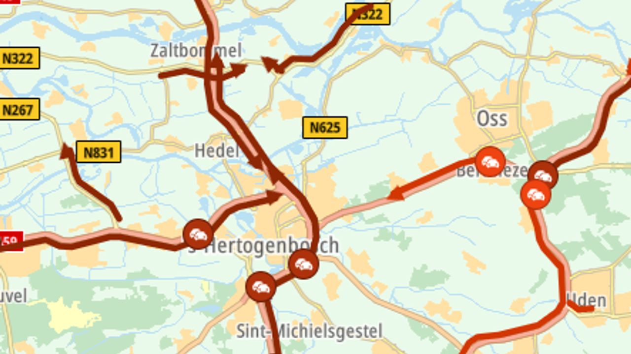 Vertragingen rond Den Bosch door ongelukken op A2