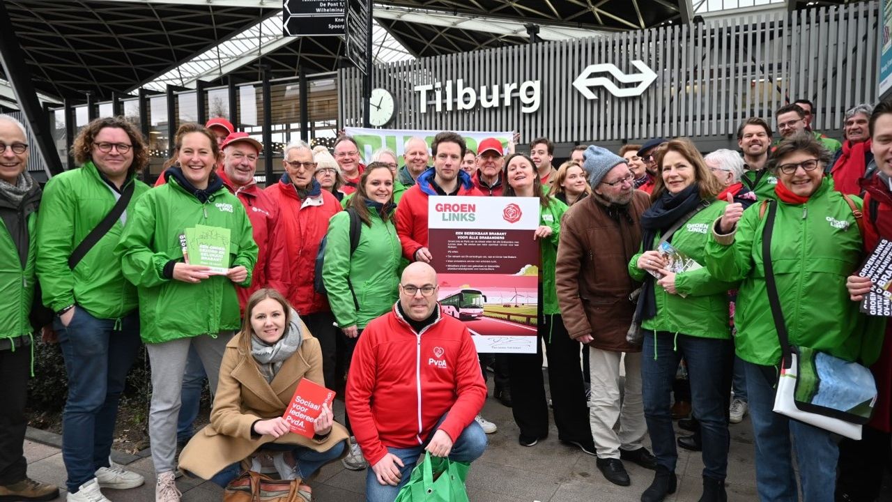 PvdA en GroenLinks voeren actie voor openbaar vervoer in Brabant