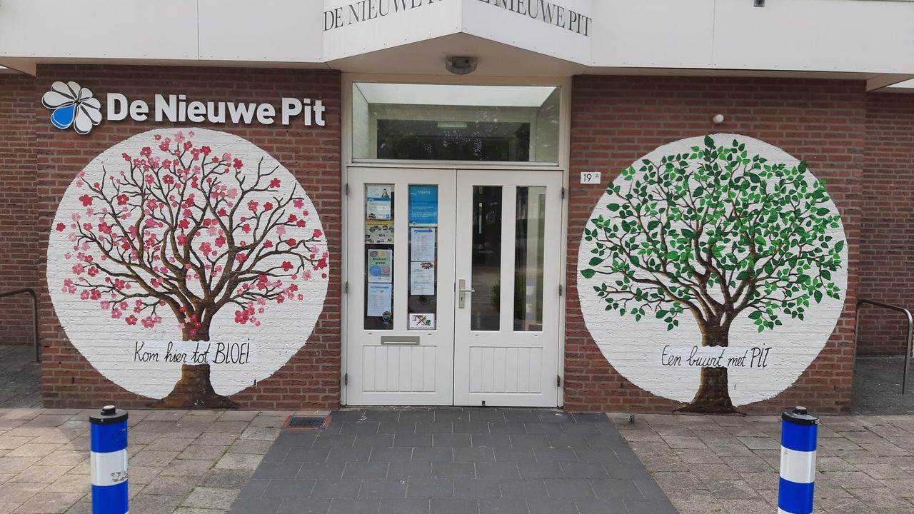 Muurschildering op buitenmuur De Nieuwe Pit; 'als symbool van een mooie wijk'