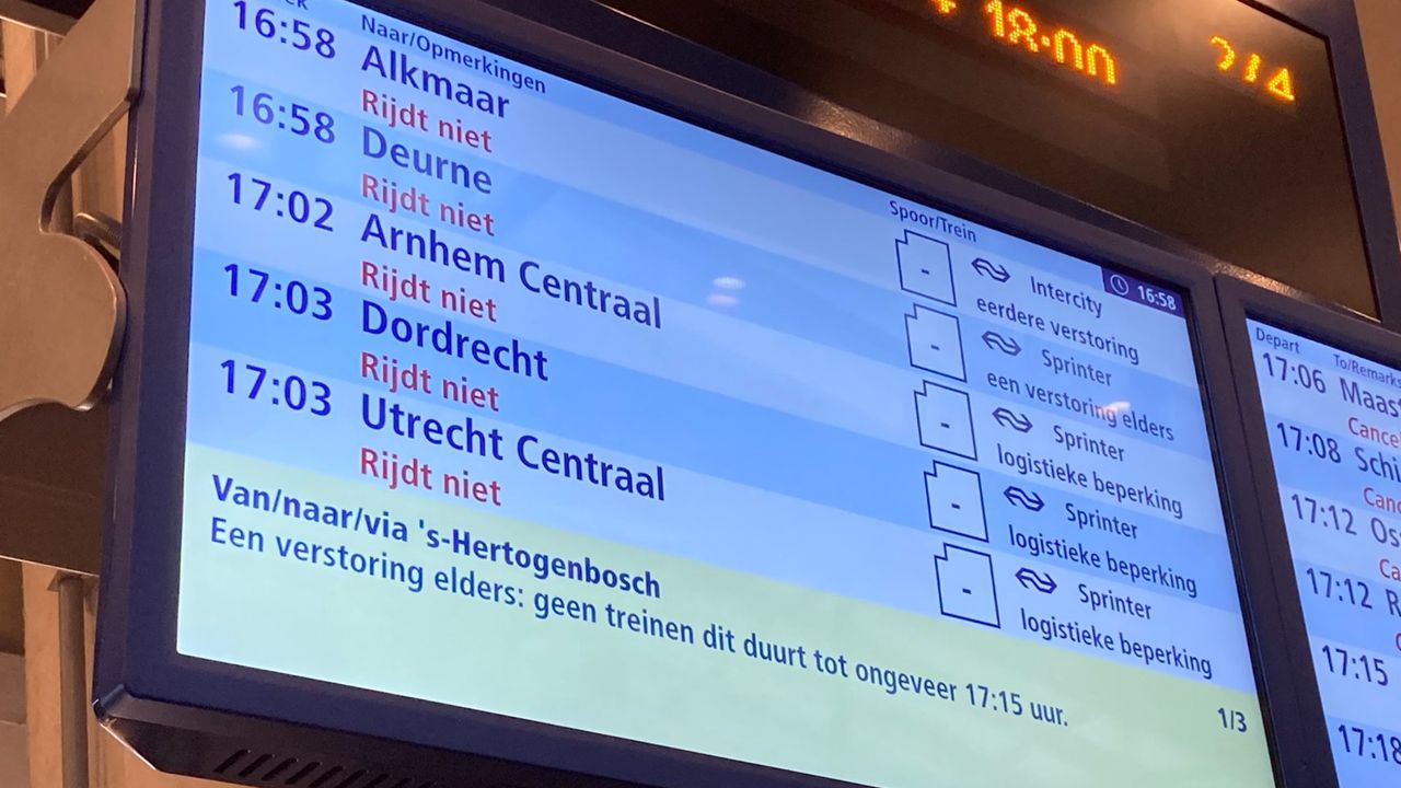 Op station Den Bosch kwam vrijdagmiddag geen enkele trein